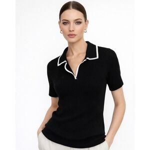 Evolution by Cyrus Polo Sweater Women S Black NWT